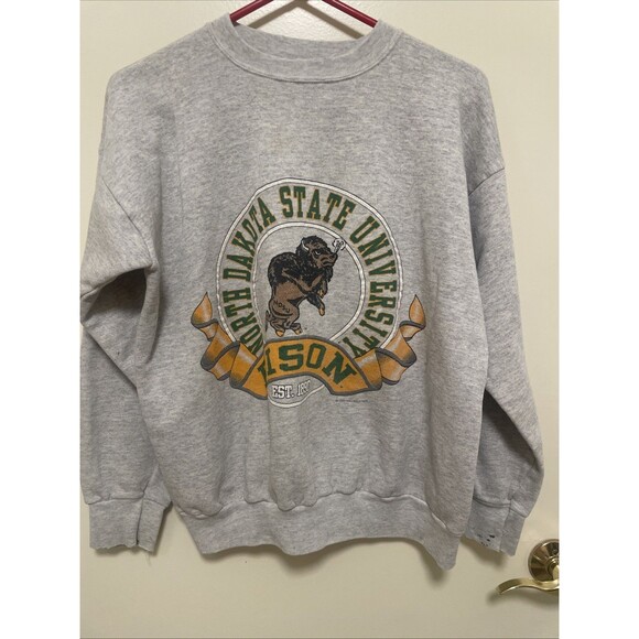 vintage UNIVERSITY OF NORTH DAKOTA CREWNECK SWEATSHIRT Bison 1980 M/L - Picture 2 of 9